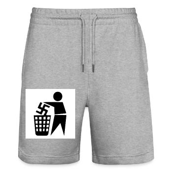 Gegen nazis - Stanley/Stella Unisex Bio Joggingshorts Trainer  - Grau meliert - Vorne - Nik (191cm) & Marisol (170cm)