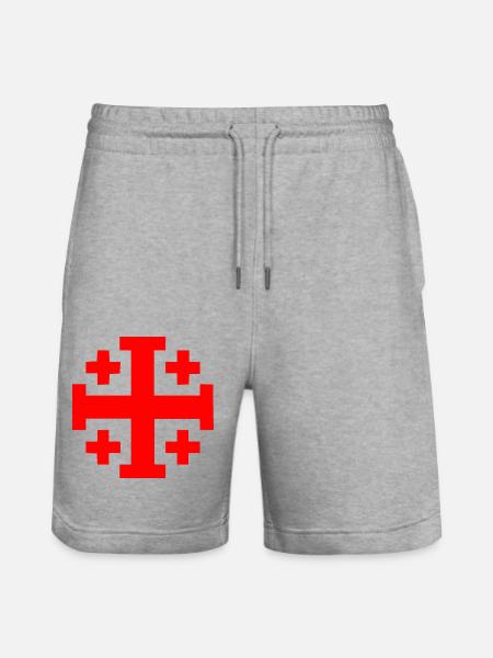 Jerusalem Cross Jerusalem Cross - Stanley/Stella Trainer Unisex Organic Jogging Shorts - heather grey
