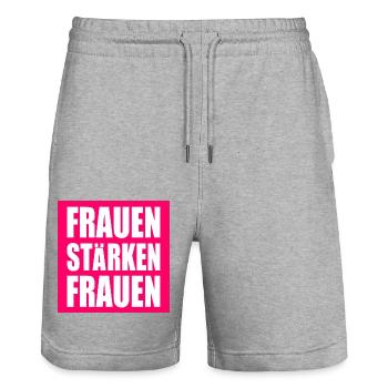 frauen stärken frauen - Stanley/Stella Unisex Bio Joggingshorts Trainer  - Grau meliert - Vorne - Nik (191cm) & Marisol (170cm)