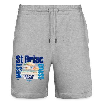 St Briac Beach club - Short de jogging bio TRAINER Stanley/Stella unisexe - gris chiné - Devant - Nik (191cm) & Marisol (170cm)