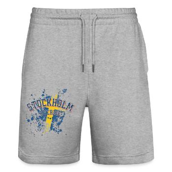 Stockholmer Klassiker Sverige - Stanley/Stella Unisex Bio Joggingshorts Trainer  - Grau meliert - Vorne - Nik (191cm) & Marisol (170cm)