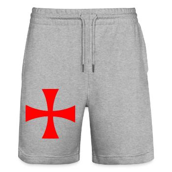 Jerusalem Cross Jerusalem Cross - Stanley/Stella Trainer Unisex Organic Jogging Shorts - heather grey - Front - Nik (191cm) & Marisol (170cm)