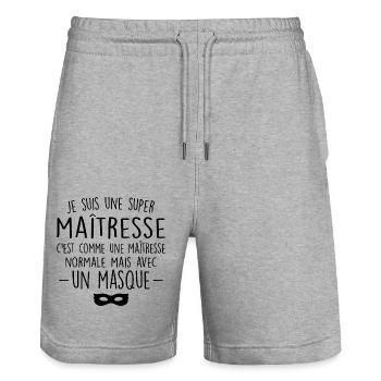 Eine Supermeisterin - Beeindruckende Herrin - Stanley/Stella Unisex Bio Joggingshorts Trainer  - Grau meliert - Vorne - Nik (191cm) & Marisol (170cm)