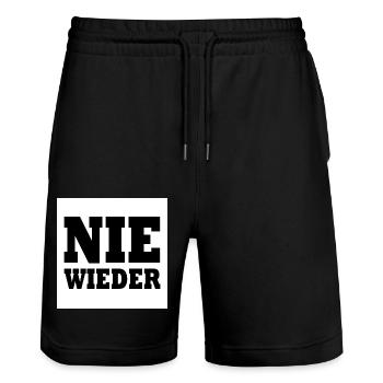 Nie wieder - Stanley/Stella Unisex Bio Joggingshorts Trainer  - Schwarz - Vorne - Nik (191cm) & Marisol (170cm)