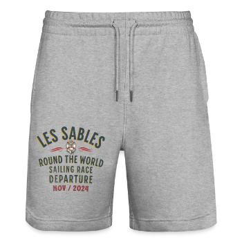 Les Sables round the world sailing race blc - Stanley/Stella Trainer Unisex Organic Jogging Shorts - heather grey - Front - Nik (191cm) & Marisol (170cm)