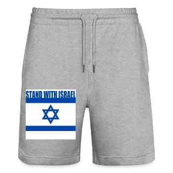 Stand with israel - Short de jogging bio TRAINER Stanley/Stella unisexe - gris chiné - Devant - Nik (191cm) & Marisol (170cm)