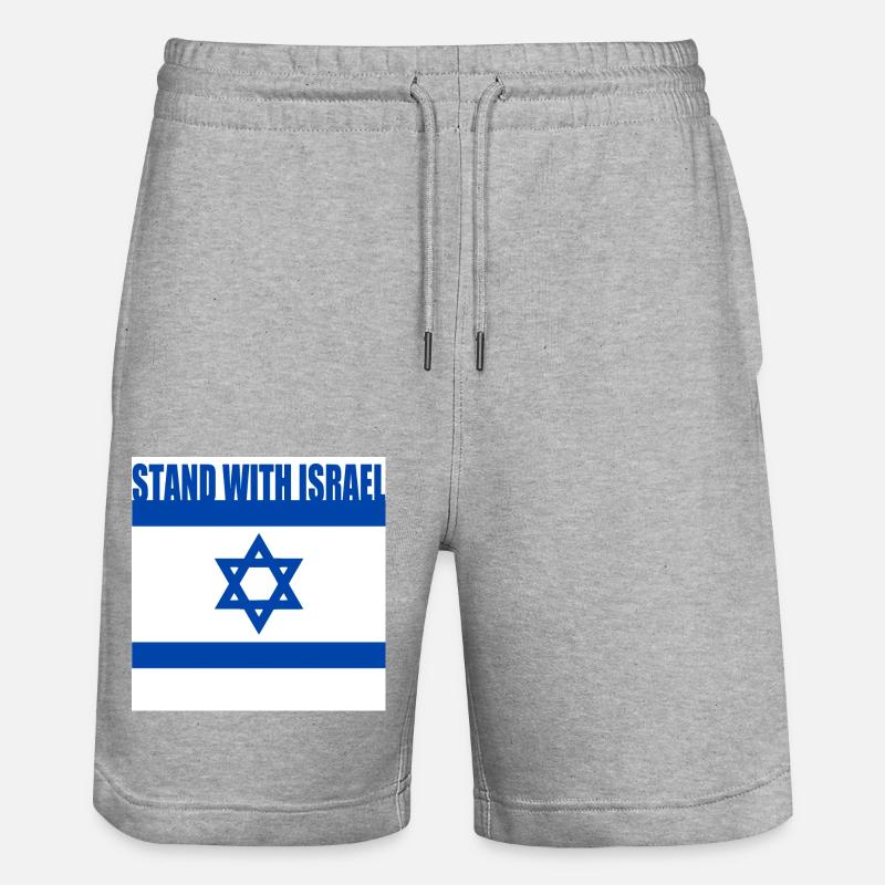 Stand with israel - Stanley/Stella Trainer Unisex Organic Jogging Shorts - heather grey