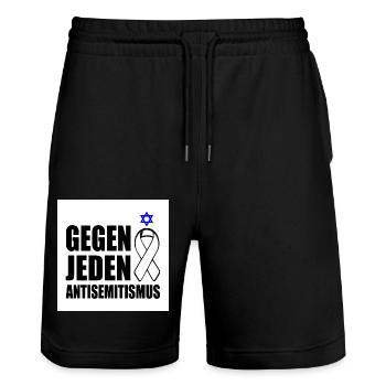 Contre tout antisémitisme - Short de jogging bio TRAINER Stanley/Stella unisexe - noir - Devant - Nik (191cm) & Marisol (170cm)