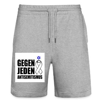 Contre tout antisémitisme - Short de jogging bio TRAINER Stanley/Stella unisexe - gris chiné - Devant - Nik (191cm) & Marisol (170cm)