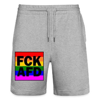 Fck afd - Stanley/Stella Trainer Unisex Organic Jogging Shorts - heather grey - Front - Nik (191cm) & Marisol (170cm)