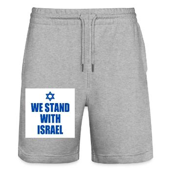 We stand with israel - Short de jogging bio TRAINER Stanley/Stella unisexe - gris chiné - Devant - Nik (191cm) & Marisol (170cm)