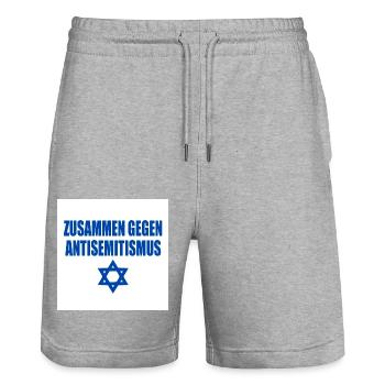 zusammen gegen antisemitismus - Stanley/Stella Unisex Bio Joggingshorts Trainer  - Grau meliert - Vorne - Nik (191cm) & Marisol (170cm)