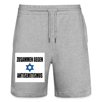 zusammen gegen antisemitismus - Stanley/Stella Unisex Bio Joggingshorts Trainer  - Grau meliert - Vorne - Nik (191cm) & Marisol (170cm)