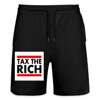 Tax the rich - Stanley/Stella Unisex Bio Joggingshorts Trainer  - Schwarz - Vorne - Nik (191cm) & Marisol (170cm)