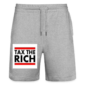 Tax the rich - Stanley/Stella Trainer Unisex Organic Jogging Shorts - heather grey - Front - Nik (191cm) & Marisol (170cm)