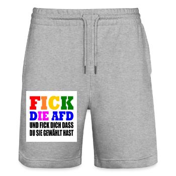 fick die afd und fick dich dass du sie gewählt has - Stanley/Stella Unisex Bio Joggingshorts Trainer  - Grau meliert - Vorne - Nik (191cm) & Marisol (170cm)