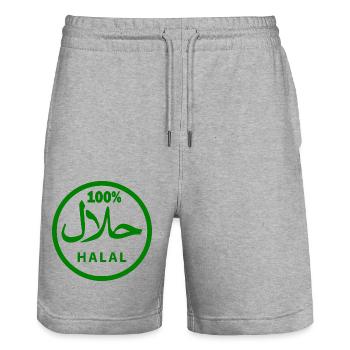 Halal - Stanley/Stella Unisex Bio Joggingshorts Trainer  - Grau meliert - Vorne - Nik (191cm) & Marisol (170cm)