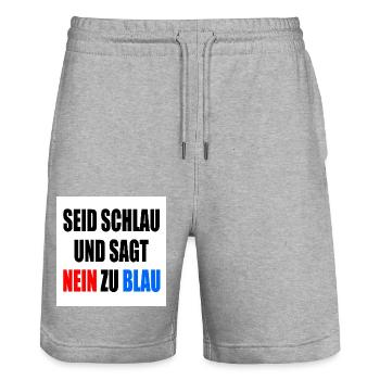 seid schlau und sagt nein zu blau - fck afd - Stanley/Stella Unisex Bio Joggingshorts Trainer  - Grau meliert - Vorne - Nik (191cm) & Marisol (170cm)