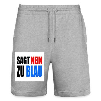 dit non au bleu - Short de jogging bio TRAINER Stanley/Stella unisexe - gris chiné - Devant - Nik (191cm) & Marisol (170cm)