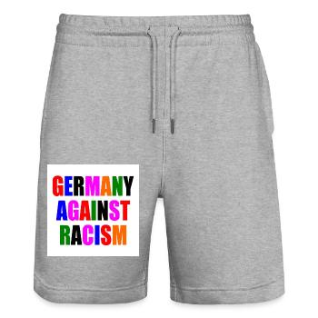 Germany against racism - Stanley/Stella Unisex Bio Joggingshorts Trainer  - Grau meliert - Vorne - Nik (191cm) & Marisol (170cm)