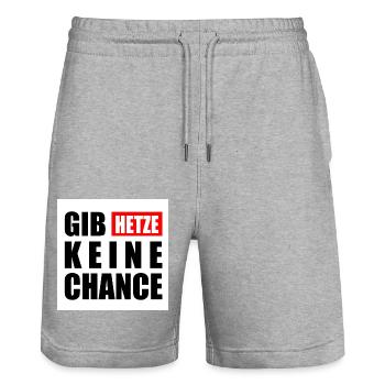 gib hetze keine chance - Stanley/Stella Unisex Bio Joggingshorts Trainer  - Grau meliert - Vorne - Nik (191cm) & Marisol (170cm)