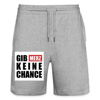 gib merz keine chance - Stanley/Stella Unisex Bio Joggingshorts Trainer  - Grau meliert - Vorne - Nik (191cm) & Marisol (170cm)