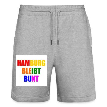 hamburg bleibt bunt - Stanley/Stella Unisex Bio Joggingshorts Trainer  - Grau meliert - Vorne - Nik (191cm) & Marisol (170cm)