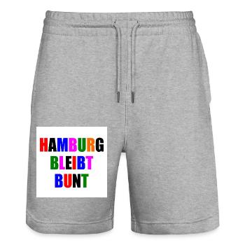 hamburg bleibt bunt - Stanley/Stella Unisex Bio Joggingshorts Trainer  - Grau meliert - Vorne - Nik (191cm) & Marisol (170cm)