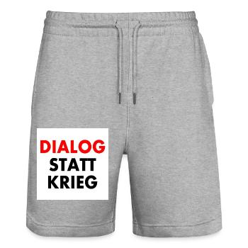 dialog statt krieg - Stanley/Stella Unisex Bio Joggingshorts Trainer  - Grau meliert - Vorne - Nik (191cm) & Marisol (170cm)