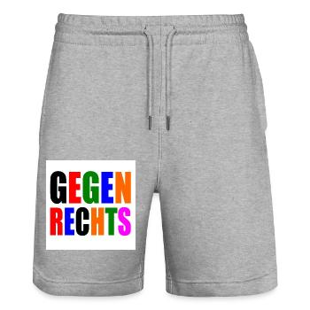 Gegen rechts - Stanley/Stella Unisex Bio Joggingshorts Trainer  - Grau meliert - Vorne - Nik (191cm) & Marisol (170cm)