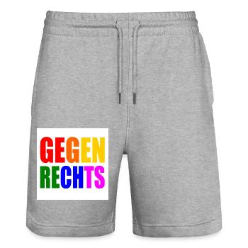 Gegen rechts - Stanley/Stella Unisex Bio Joggingshorts Trainer  - Grau meliert - Vorne - Nik (191cm) & Marisol (170cm)