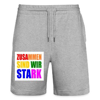 zusammen sind wir stark - Stanley/Stella Unisex Bio Joggingshorts Trainer  - Grau meliert - Vorne - Nik (191cm) & Marisol (170cm)