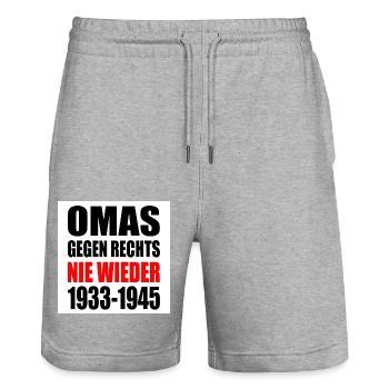 Omas gegen rechts - Stanley/Stella Unisex Bio Joggingshorts Trainer  - Grau meliert - Vorne - Nik (191cm) & Marisol (170cm)