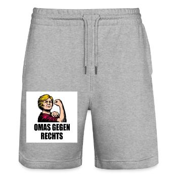 Omas gegen rechts - Stanley/Stella Unisex Bio Joggingshorts Trainer  - Grau meliert - Vorne - Nik (191cm) & Marisol (170cm)