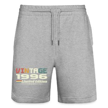 Vintage 1996 Gift 1996 Birthday 1996 Retro - Stanley/Stella Trainer Unisex Organic Jogging Shorts - heather grey - Front - Nik (191cm) & Marisol (170cm)