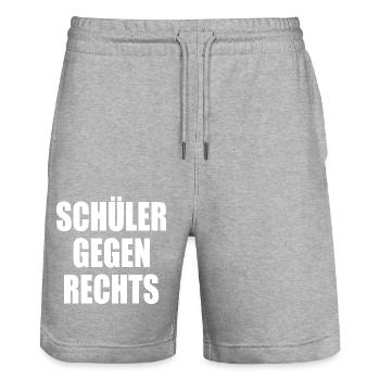 Schüler gegen rechts - Stanley/Stella Unisex Bio Joggingshorts Trainer  - Grau meliert - Vorne - Nik (191cm) & Marisol (170cm)