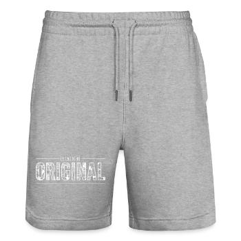 Original 1950er Jahre Retro Geburtstagsgeschenk aus den 1950er Jahren - Stanley/Stella Unisex Bio Joggingshorts Trainer  - Grau meliert - Vorne - Nik (191cm) & Marisol (170cm)