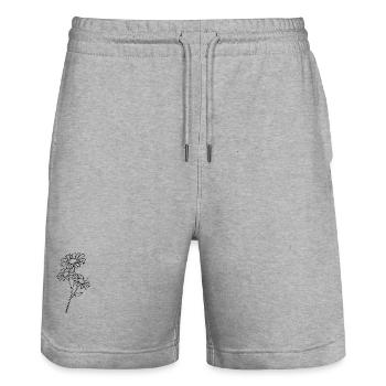 Gänseblümchen / Daisy - Stanley/Stella Unisex Bio Joggingshorts Trainer  - Grau meliert - Vorne - Nik (191cm) & Marisol (170cm)