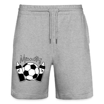 Vatertag Fußball Papa Sohn Baby Flaschen Männertag - Stanley/Stella Unisex Bio Joggingshorts Trainer  - Grau meliert - Vorne - Nik (191cm) & Marisol (170cm)