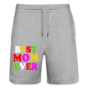 Best mom ever - Stanley/Stella Unisex Bio Joggingshorts Trainer  - Grau meliert - Vorne - Nik (191cm) & Marisol (170cm)