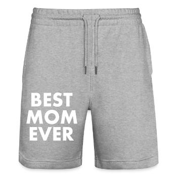 Best mom ever - Stanley/Stella Unisex Bio Joggingshorts Trainer  - Grau meliert - Vorne - Nik (191cm) & Marisol (170cm)