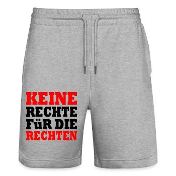 keine rechte für die rechten - Stanley/Stella Unisex Bio Joggingshorts Trainer  - Grau meliert - Vorne - Nik (191cm) & Marisol (170cm)