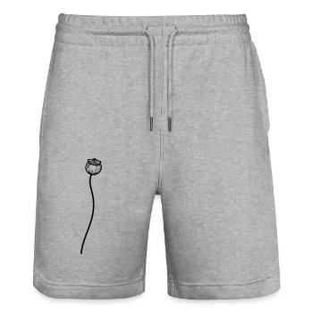 Fleur de pavot 2 - Short de jogging bio TRAINER Stanley/Stella unisexe - gris chiné - Devant - Nik (191cm) & Marisol (170cm)