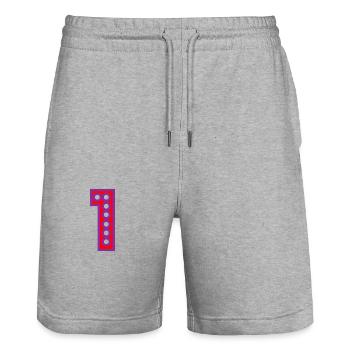 JAHRESTAG. ALLES GUTE ZUM GEBURTSTAG. ALLES GUTE ZUM GEBURTSTAG. - Stanley/Stella Unisex Bio Joggingshorts Trainer  - Grau meliert - Vorne - Nik (191cm) & Marisol (170cm)