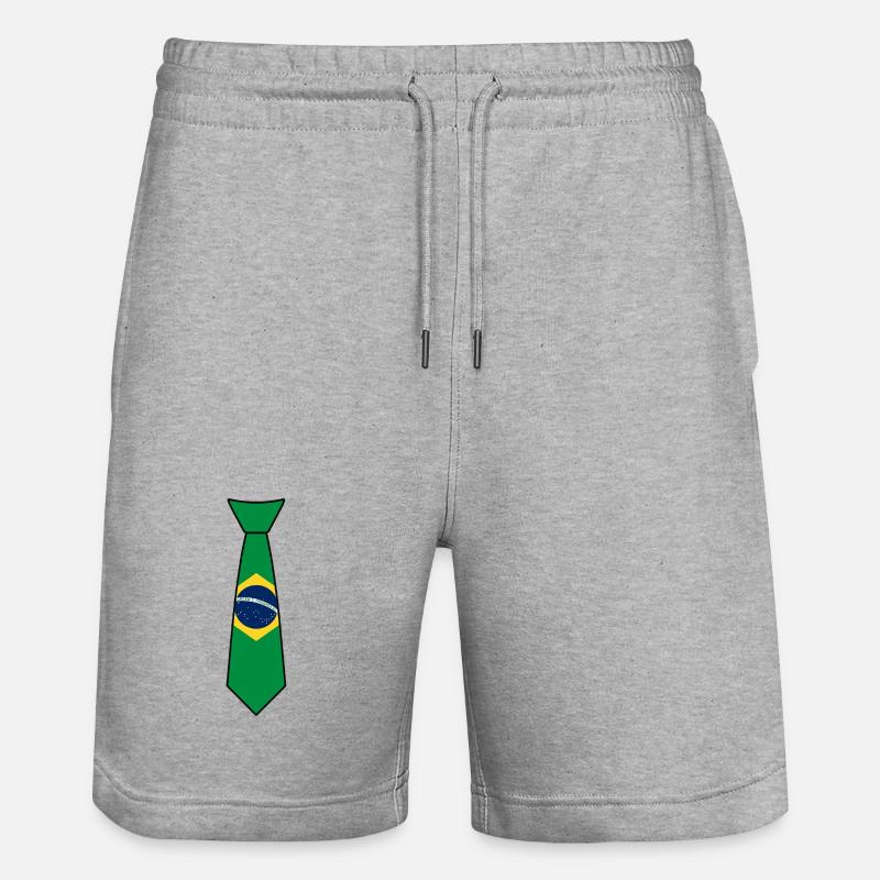 Brasilien-Krawatte – Flaggendesign - Stanley/Stella Unisex Bio Joggingshorts Trainer  - Grau meliert