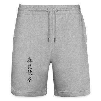 The 4 Seasons - Kanji - Stanley/Stella Trainer Unisex Organic Jogging Shorts - heather grey - Front - Nik (191cm) & Marisol (170cm)