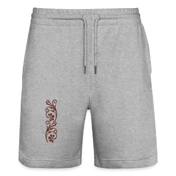 Verziertes florales Rankenwerk - Stanley/Stella Unisex Bio Joggingshorts Trainer  - Grau meliert - Vorne - Nik (191cm) & Marisol (170cm)