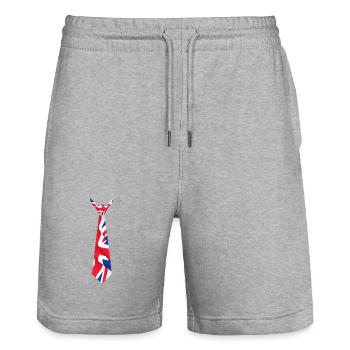 Union Jack Flaggenmotiv-Krawatte - Stanley/Stella Unisex Bio Joggingshorts Trainer  - Grau meliert - Vorne - Nik (191cm) & Marisol (170cm)