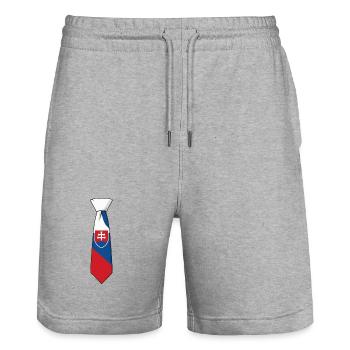 Slovakia Tie – Flag Design - Stanley/Stella Trainer Unisex Organic Jogging Shorts - heather grey - Front - Nik (191cm) & Marisol (170cm)