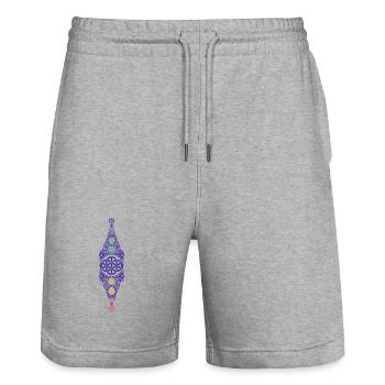 Spiritualité Méditation Géométrie sacrée Lotus - Short de jogging bio TRAINER Stanley/Stella unisexe - gris chiné - Devant - Nik (191cm) & Marisol (170cm)